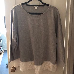 J Crew Long Sleeve Top with Eyelet Detail